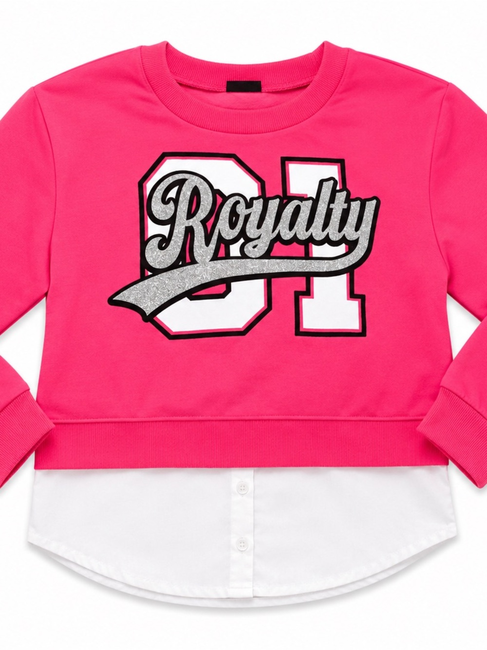 Source Unknown Pink "Royalty 01" Girls' Layered Sweatshirt
